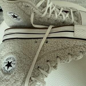 Converse White Fleece High-Top Sneakers